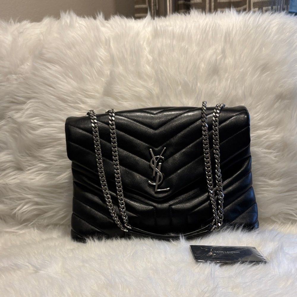 Yves Saint Laurent Black Chevron Chain XO Shoulder Bag